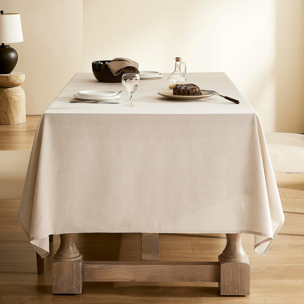 Beige Linen Table Cloths for Rectangle Tables Farmhouse Rustic Modern Neutral Fabric Oblong Tablecloth Rectangular