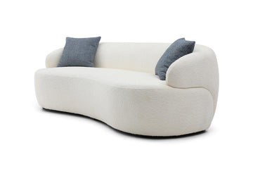 86.6-inch 3 Seaters Curved Sofa Oversized Teddy Boucle Sofa Couch, Beautiful Freestanding Curved Leisure Couch with 2