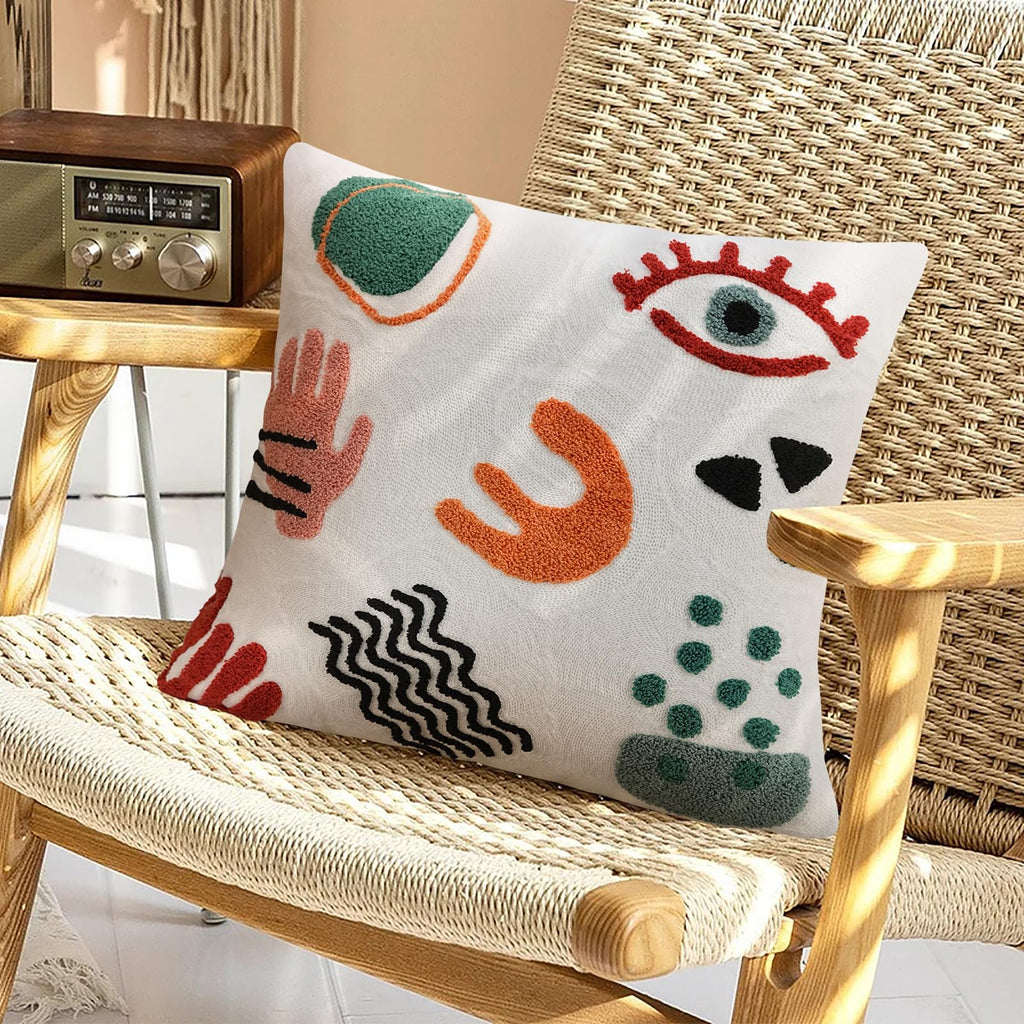 Boho Abstract Pillow Covers Colorful Woman Face Line Cute Pillow Cases Mid Century Aesthetic Modern Boho Pillows