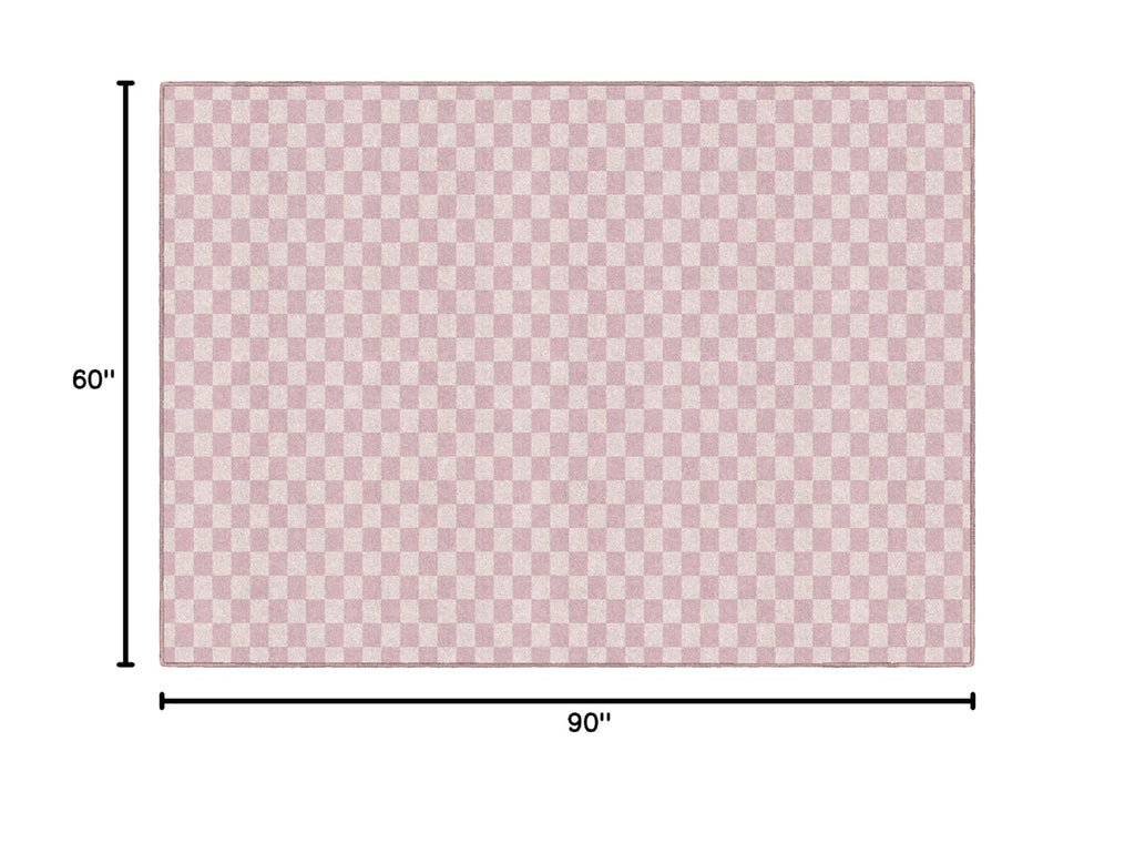 Carpets Pink Checkerboard Educational Area Rug for Kids Room Seating Décor, Children's Classroom, Play Carpet for