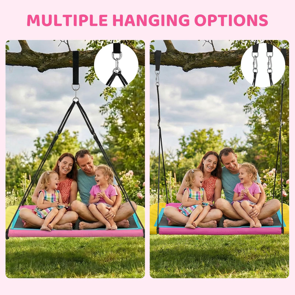 60'' Rectangle Platform Tree Swing for Kids and Adults, Giant Flying Swing with Adjustable Hanging Strap, Waterproof