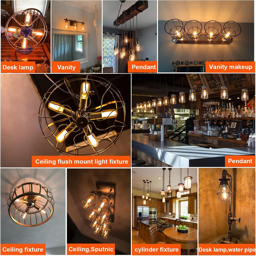 T45 E26 Led Bulb 60 watt,Dimmable,Amber Light Bulbs,2200K,6Pack