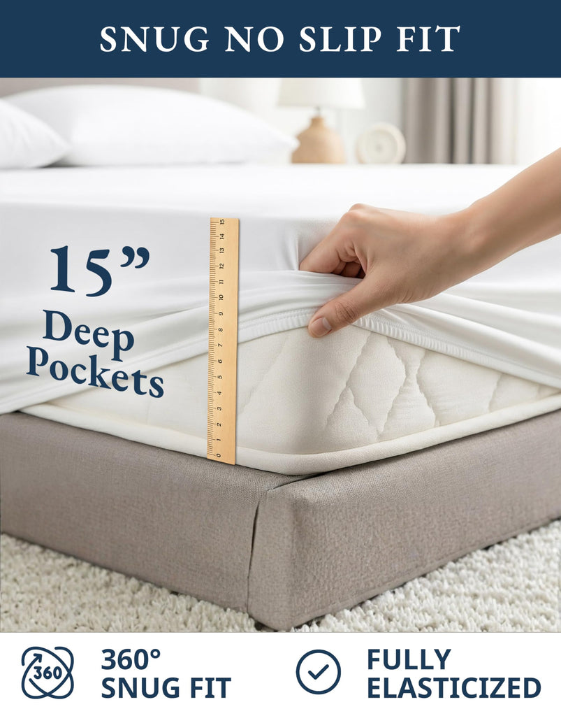 Twin Sheets 100% Organic Cotton 3pc Percale Cooling Soft - White