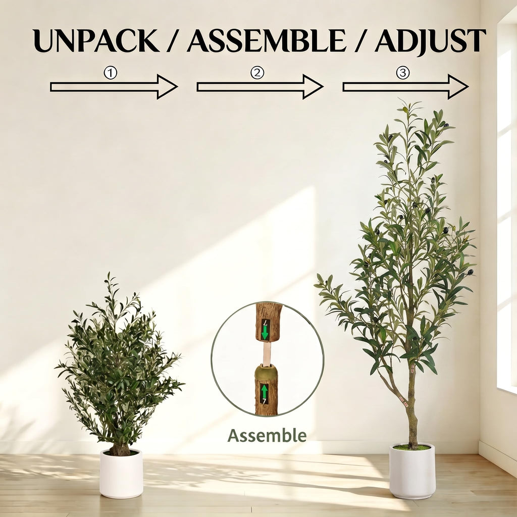 Faux Olive Tree, 5FT Artificial Olive Trees with Lifelike Olive Branches and Fruits, Fake Floor Plants with Pot for