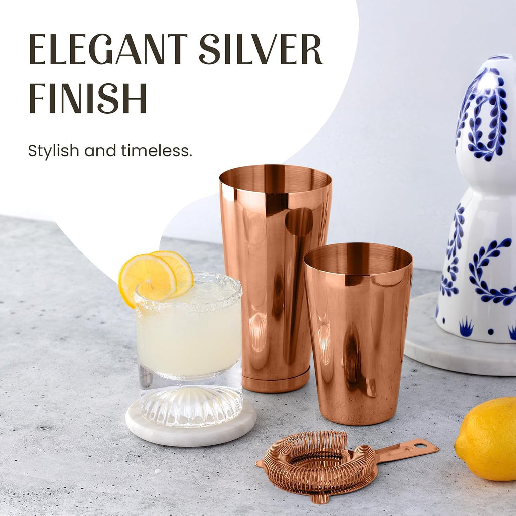 Cocktail Shaker Set Boston Shaker, Strainer and Japanese Jigger, Portable Bar Set Bartending (Copper)