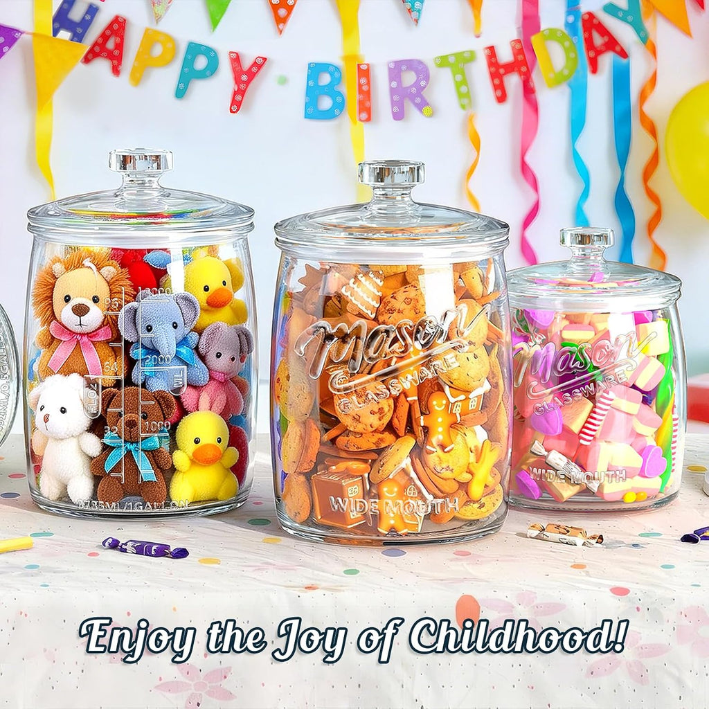 Cookie Jar with Airtight Lids, Half Gallon Wide Mouth Mason Jar - Set of 64
