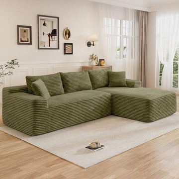 95'' Sectional Boneless Couches, Cloud-Like L Shaped Couch with Chaise, Soft Corduroy Upholstery, Deep Seat, Modern