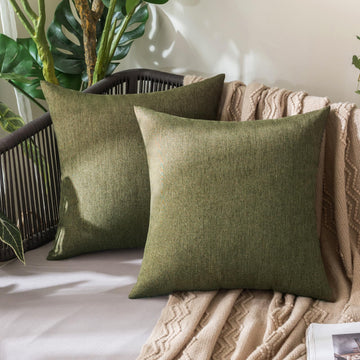 Decorative Outdoor Pillow Covers Waterproof 20x20 Olive Green