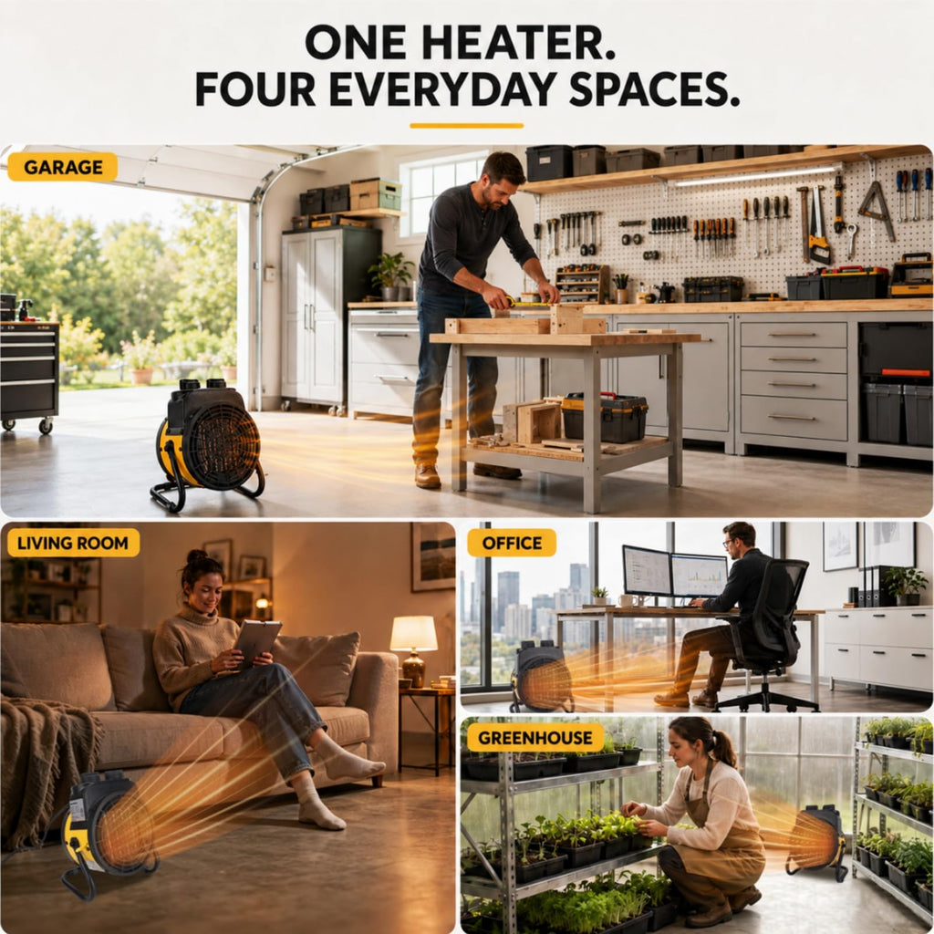 Outdoor Heaters, 1500W Greenhouse Heater with Overheat Protection, 3S Fast Heating, 3 Modes, Electric Space Heater