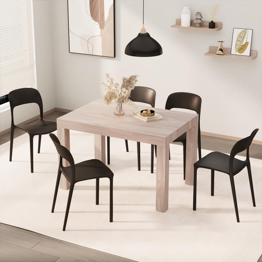 First Extendable Table, 47.2(78.7) x31.5 in, Pearled Elm, for 6-8 People, Expandable Dining Table, Italian Furniture