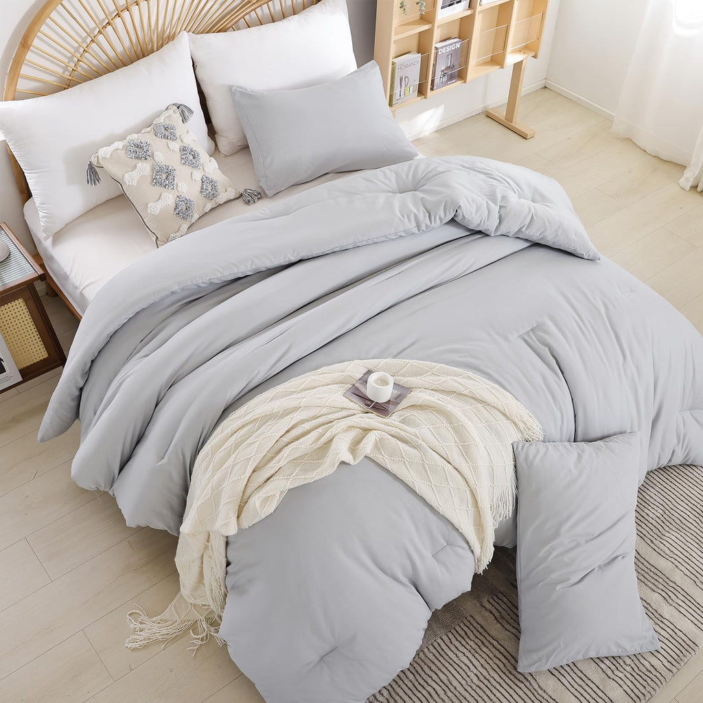 Light Grey Comforter Set, All Season Lightweight Bedding Set