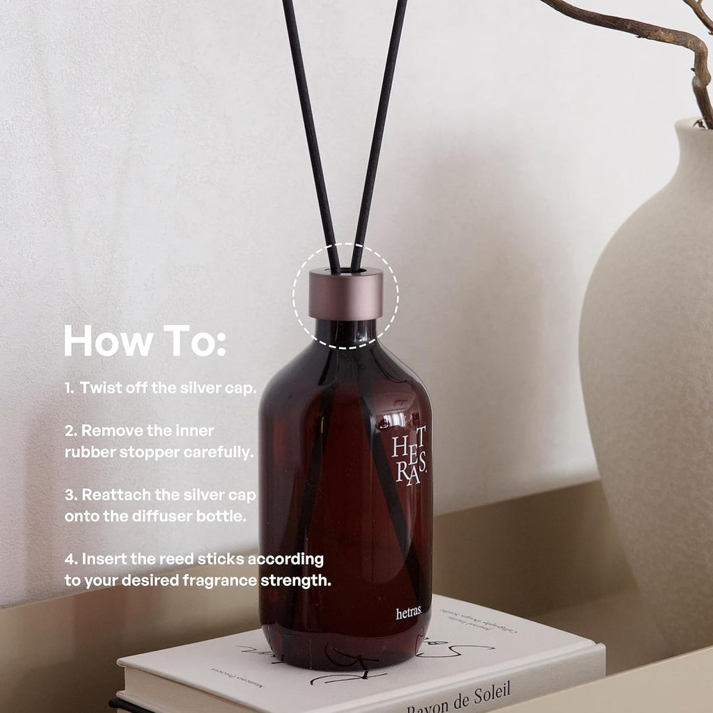 Premium Reed Diffuser Set (Hotel Wood Scent)-Large Capacity Home Fragrance | 16.9 fl.oz (500ml), 1 Pack with 5