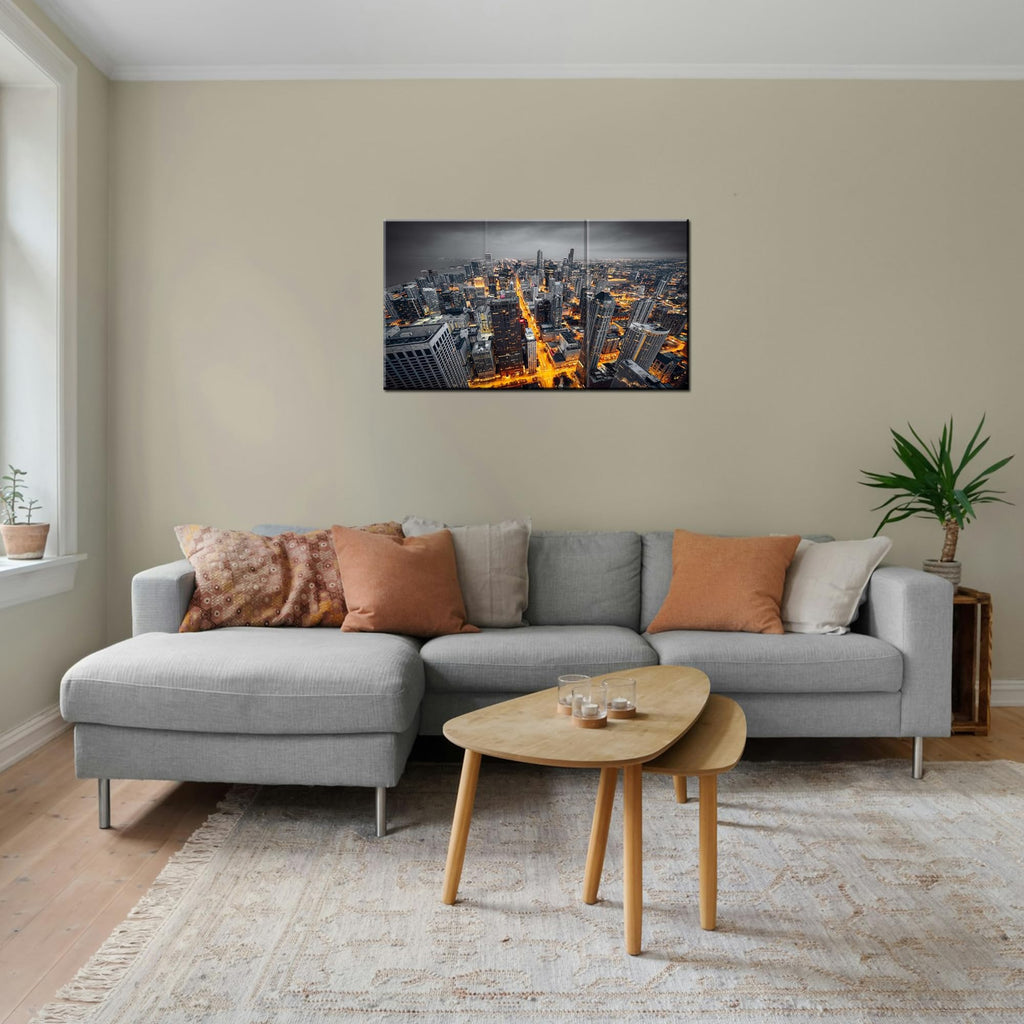 Illinois Chicago Skyscraper Scenery Wall Paintings City Skyline Landscape Canvas Print Wall Decor Bathroom Decoration
