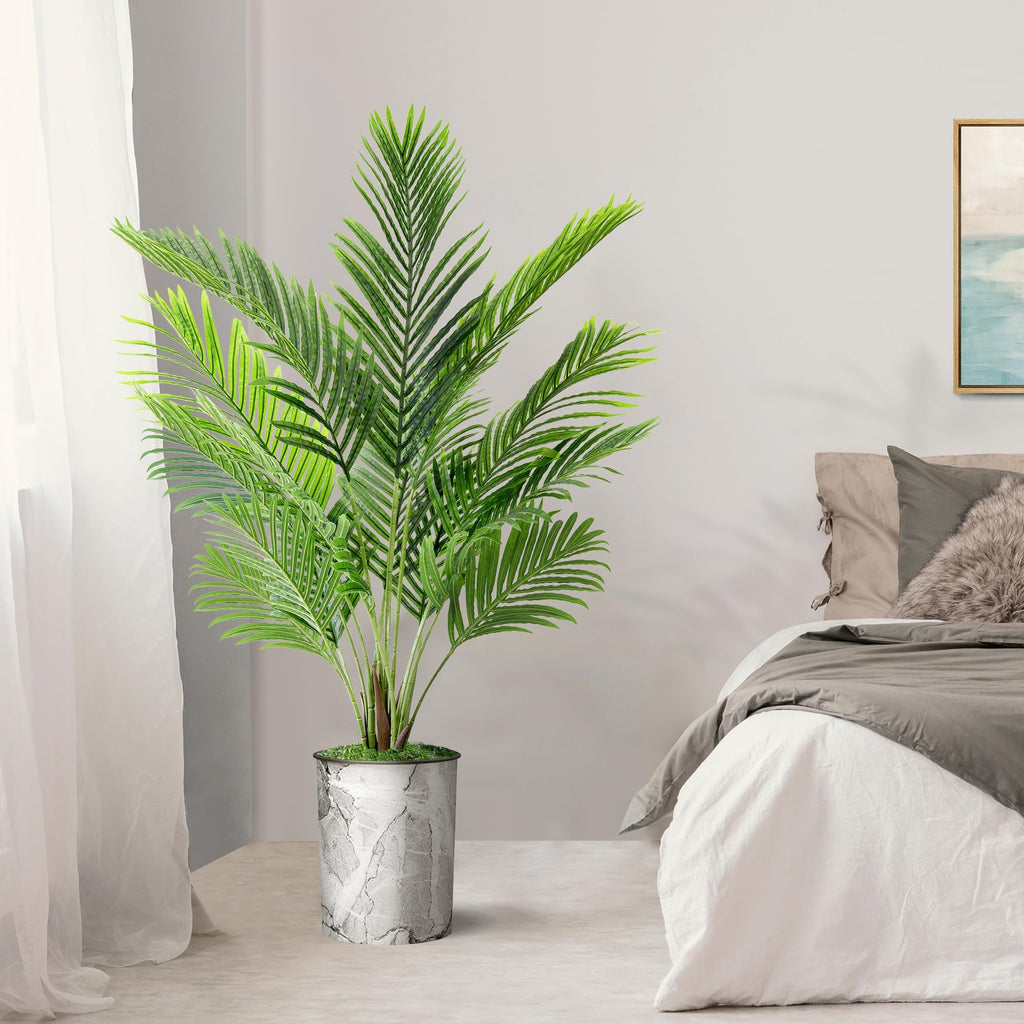 Artificial Tree in Modern Planter, Fake Areca Tropical Palm Silk Tree for Indoor and Outdoor Home Decoration - 57"