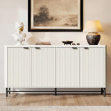 65" Buffet Cabinet with Storage, Fluted Credenza Sideboard with 4 Doors & Adjustable Shelves