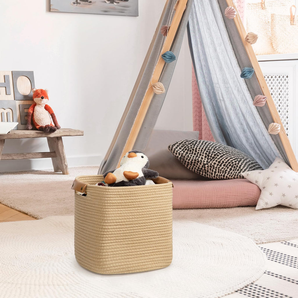 3 Pack 11 Inch Woven Baskets for Storage, Stylish Storage Baskets for Shelves, Laundry, Bathroom, Kitchen, Cube