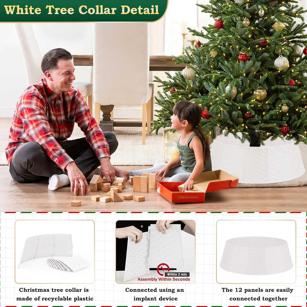 White Tree Collar Christmas Tree Collar - 28 inch Tree Base Cover Plastic Tree Ring Xmas Ornament for Christmas New