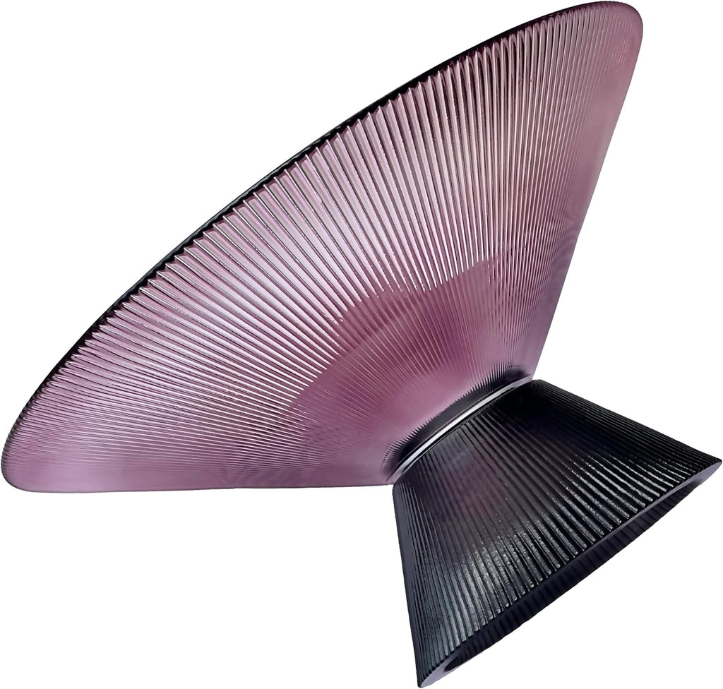 Tapered Glass Decorative Bowl(Purple), 9.8 Inches Handblown Glass Bowl with Modern Two-Tone Cone Shape,Decorative