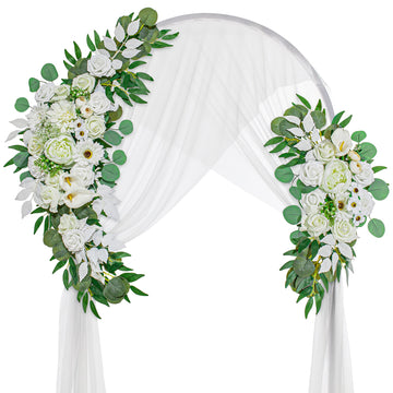 Artificial Wedding Arch Flowers with Chiffon Runner, Pack of 3