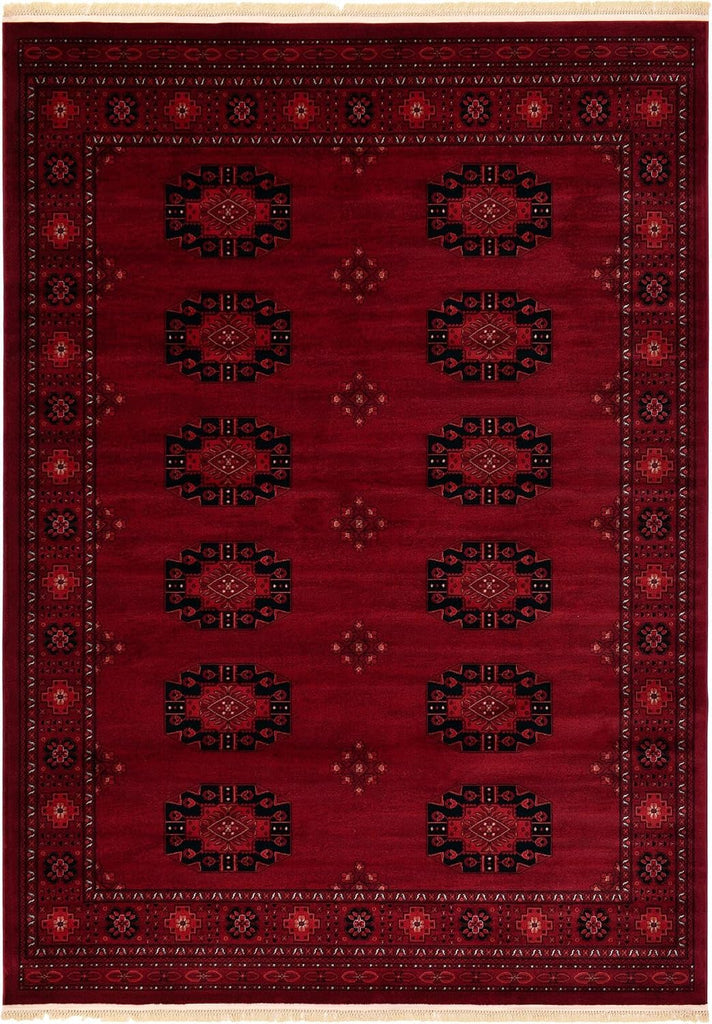 Bokhara Collection Rug - 7' Red Tribal Medallion Rug - Perfect s, Large Dining Rooms, and Home Offices