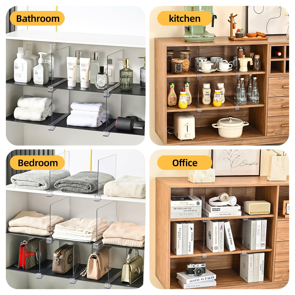 Shelf Dividers for Closet Organization,Clear Plastic Closet Shelf Dividers,Upgrade Height for Vertical Space,Shelf