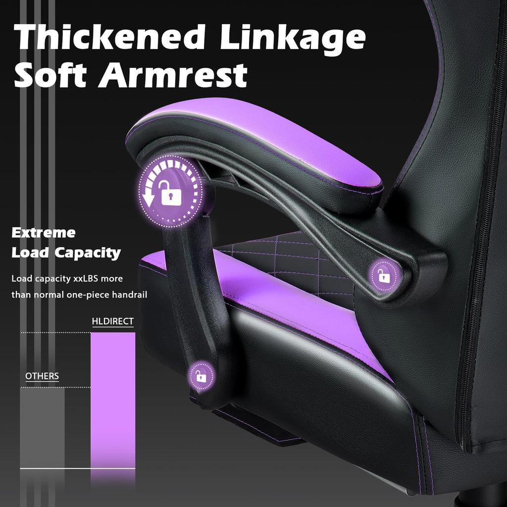 Gaming Chair with Footrest, Ergonomic Gamer Chair for Adults, Racing Style Reclining Computer Game Chair with Headrest