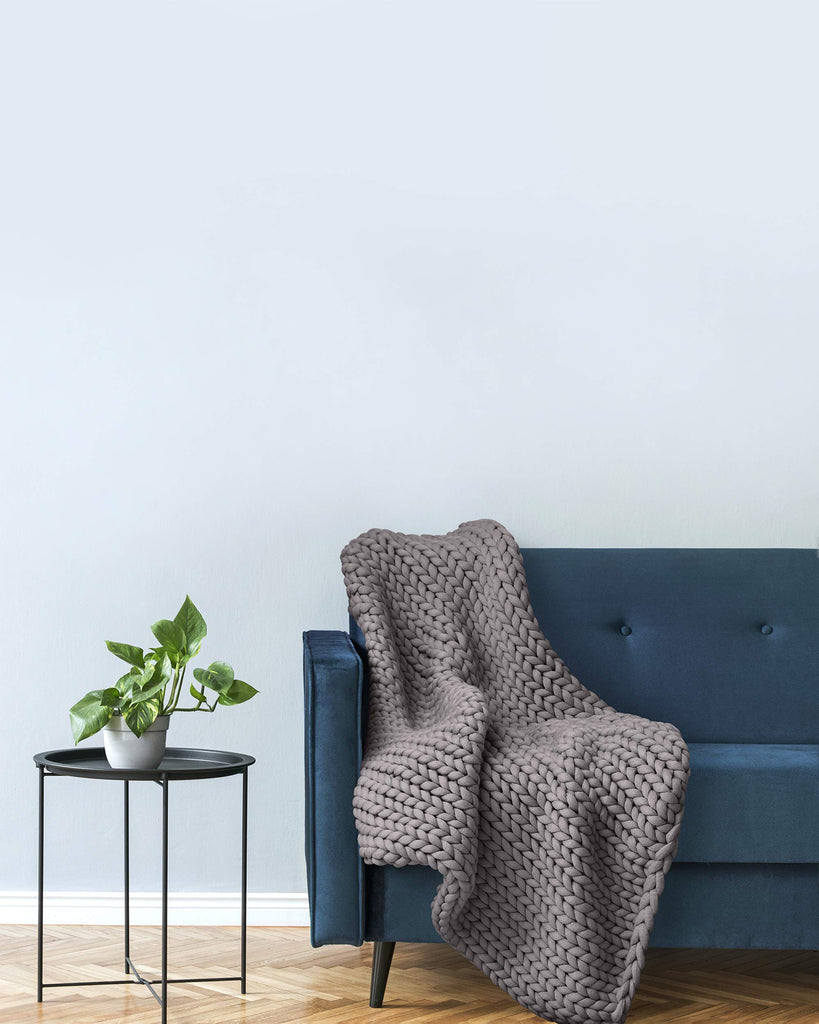 Chunky Knit Grey Throw Blanket, 50" x 40"