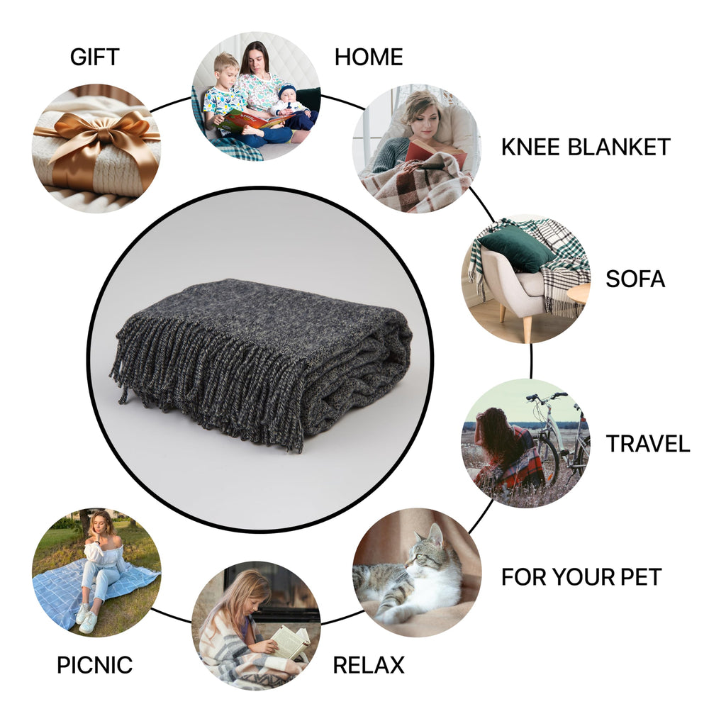Throw Blanket, Indoor & Outdoor Blankets and Throws, Soft Blanket with Fringes, 65"x79" (170 x 200 cm)