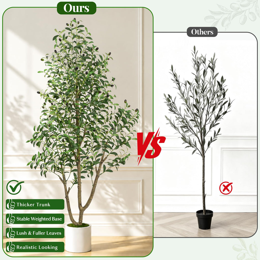 6 FT Tall Faux Olive Trees Artificial Indoor with Planter & Moss Realistic