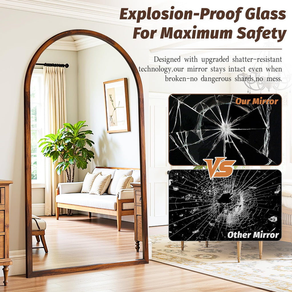 Full Length Mirror 76"×41" Floor Mirror Standing Tall Mirror, Arched Stand up Large Wall Mirrors, Freestanding Full