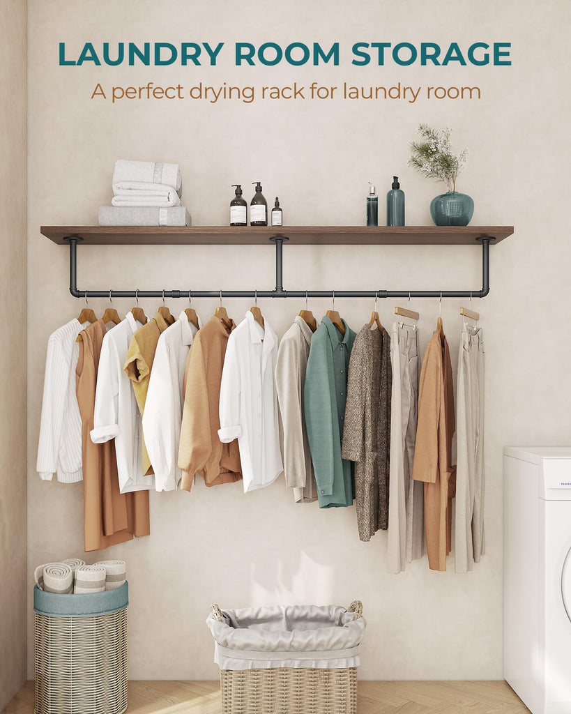 65.7" Heavy Duty Industrial Pipe Clothes Rack for Hanging Clothes