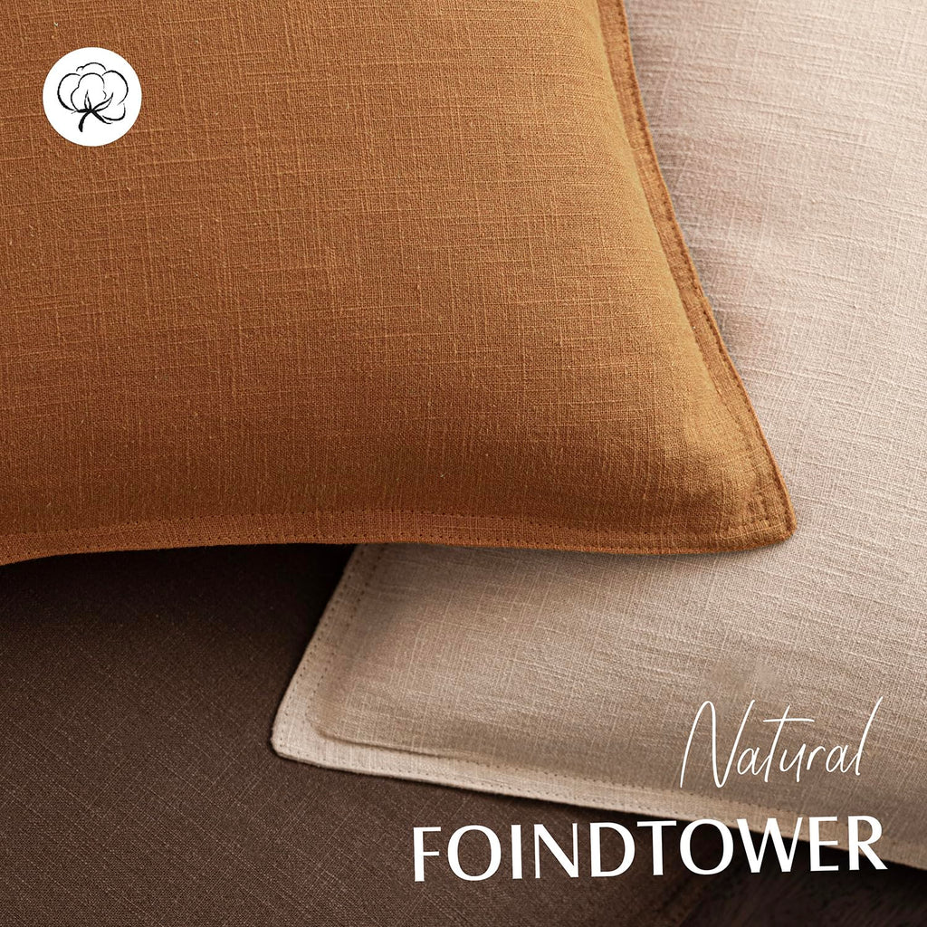 Linen Solid Decorative Throw Pillow Covers 20x20 Autumn Orange