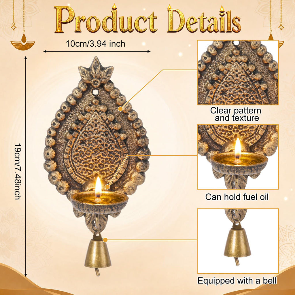 2 Set Diwali Hanging Diya Lamp Wall Candle Holder, Classic