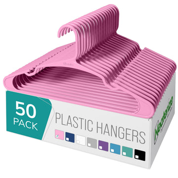 Clothes Hangers Plastic 50 Pack for Adults - Plastic Hangers, The Perfect Coat Hanger and Space Saving Clothes