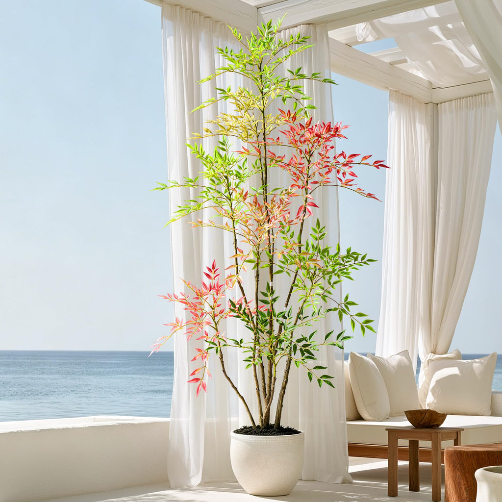 6.5ft Faux Bamboo Tree Artificial Nandina Tree Artificial Indoor Plants Realistic Fake Potted Tree with 800+ Leaves