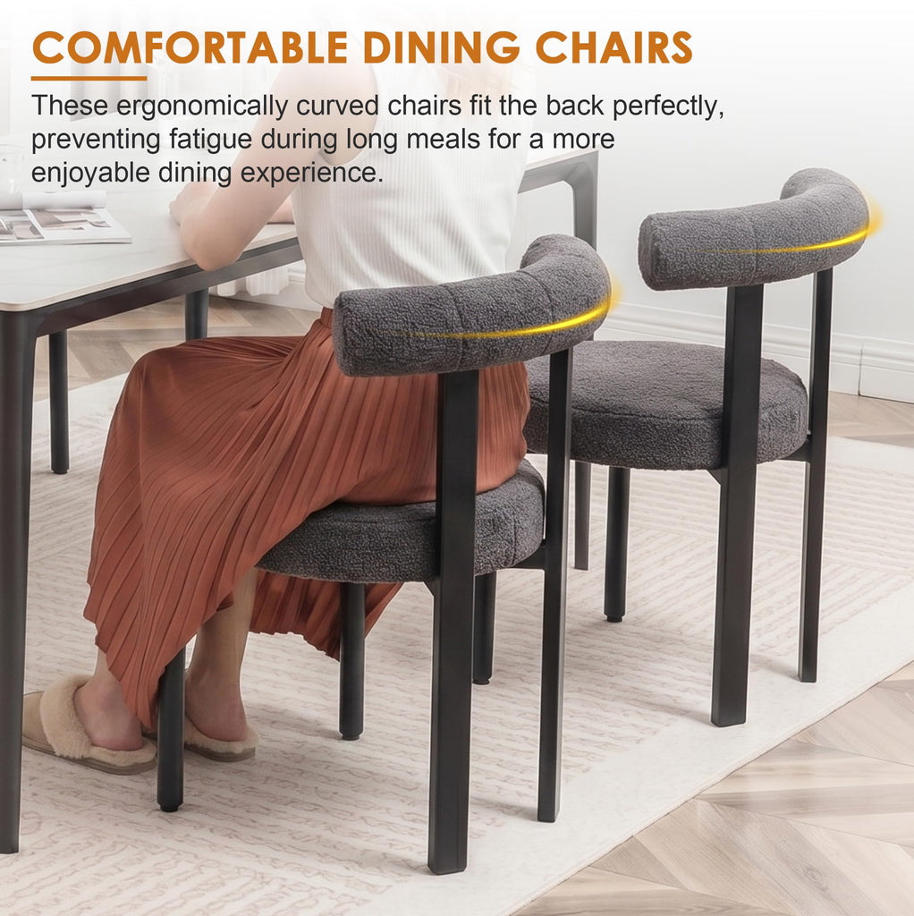 Boucle Dining Chairs Set of 4 Kitchen & Dining Room Chairs(Gray)