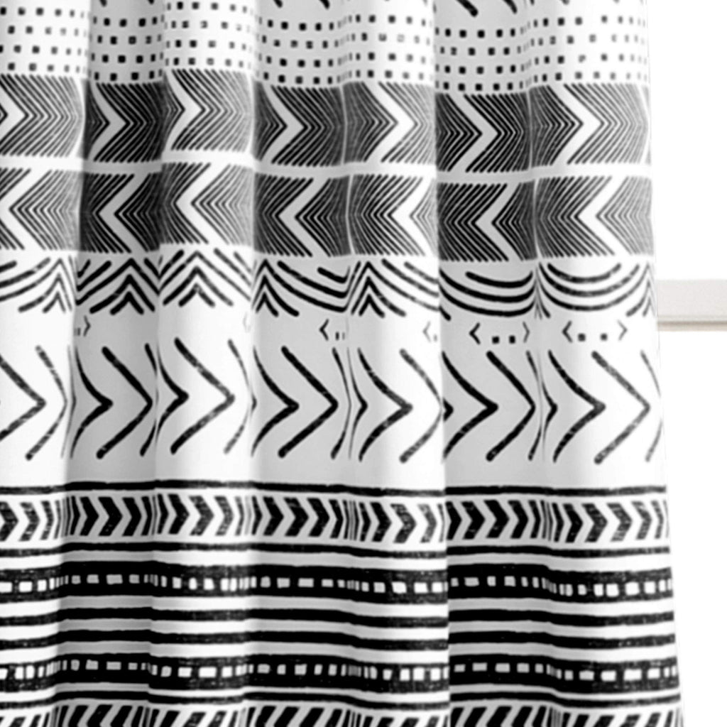 Hygge Geo Light Filtering Window Curtain Panel Pair, 52" W x 95" L, Black & White
