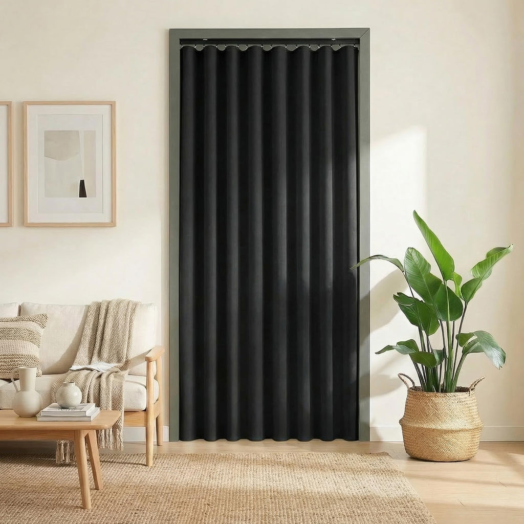 Blackout Curtains Room Darkening Curtains Ceiling Door Curtain(Black Drape 1 Panel, W52 x L84