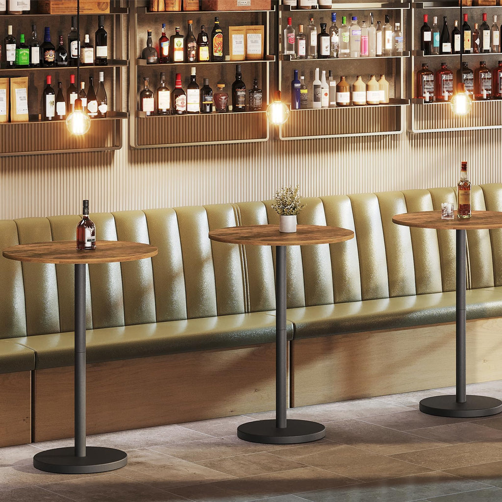 Bar Table, Round Bar Table Set of 2, Counter Height Table, Pub Cocktail Table, Metal Frame, for Bistro, Dining Room