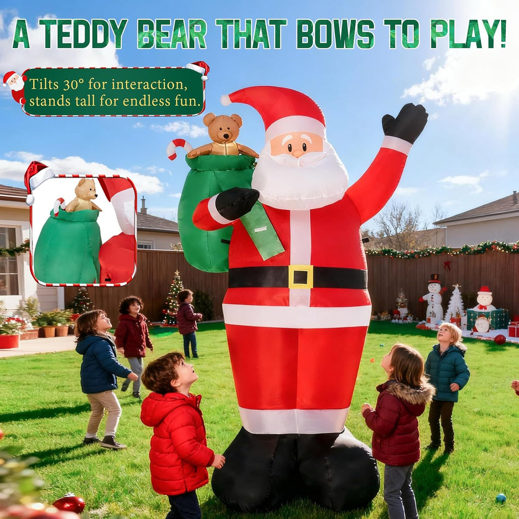 8 FT Christmas Inflatable Santa Claus Outdoor Decorations - LED Lights, Waterproof & Durable Inflatable Xmas Yard