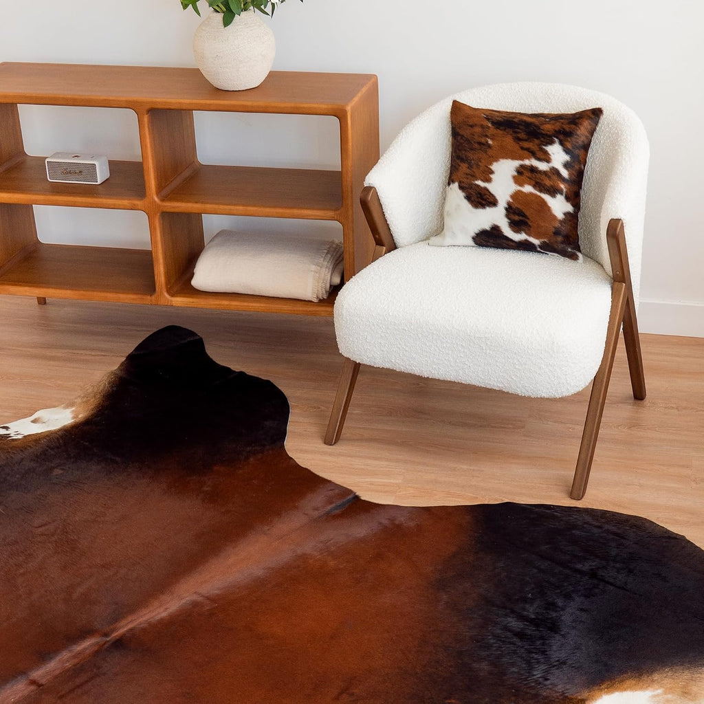 100% Genuine Brazilian Cowhide Rug - Mahogany - Luxury Cowskin Leather Area Rug Décor 7 x 6 feet