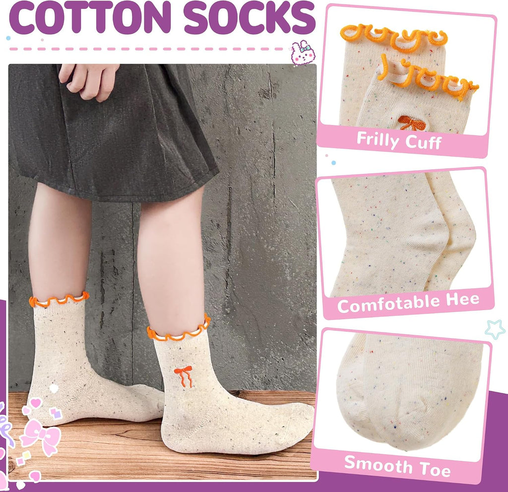 Frilly Kids Crew Dress Cotton Soft Cute Toddler Socks 6 Pairs