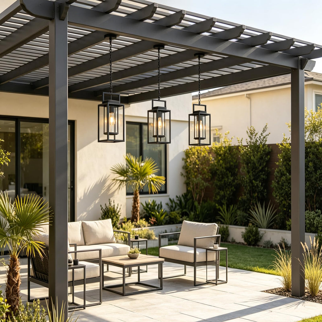 17" Rectangular Double Cage Outdoor & Indoor Hanging Pendant Light