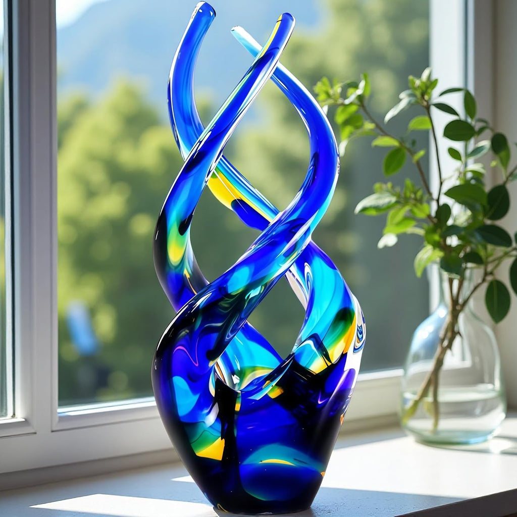 Hand Blown Cobalt Blue Ocean Theme Glass Sculpture Home Decor - Set of 199