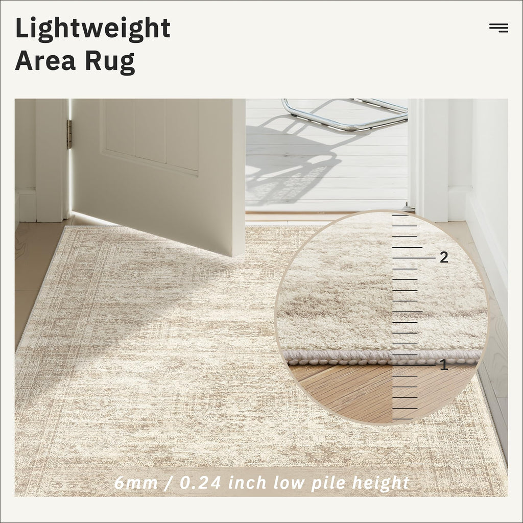 Hallway Runner Rug 2'6" x 14' Washable Long Kitchen Rugs Beige