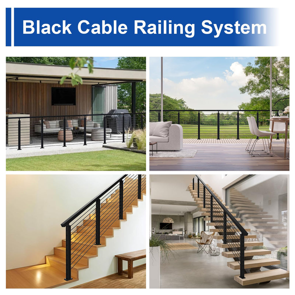 12FT-20FT Complete Set 36" Cable Railing Post Kit