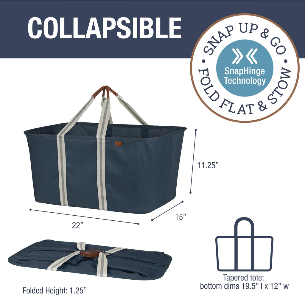 Collapsible Laundry Baskets, 50L LUXE Tote 2 Pack, Navy