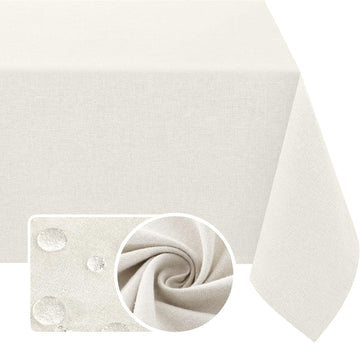 Linen Textured Tablecloth 60 x 102 Waterproof Decorative Table Cloth Spill-Proof Linen Look Cover Ta