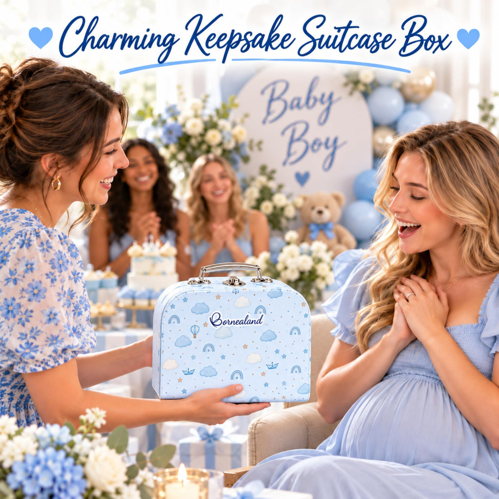 16-Piece New Baby Boy Gift Basket with unique Baby Shower Gifts for Boys