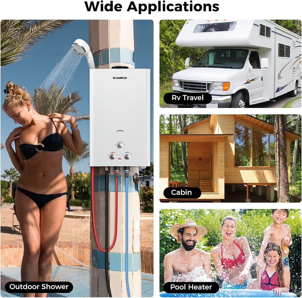 Outdoor Tankless Water Heater Propane, 4.22 GPM Propane Tankless Water Heater, 16L Outdoor Water Heater for Camping